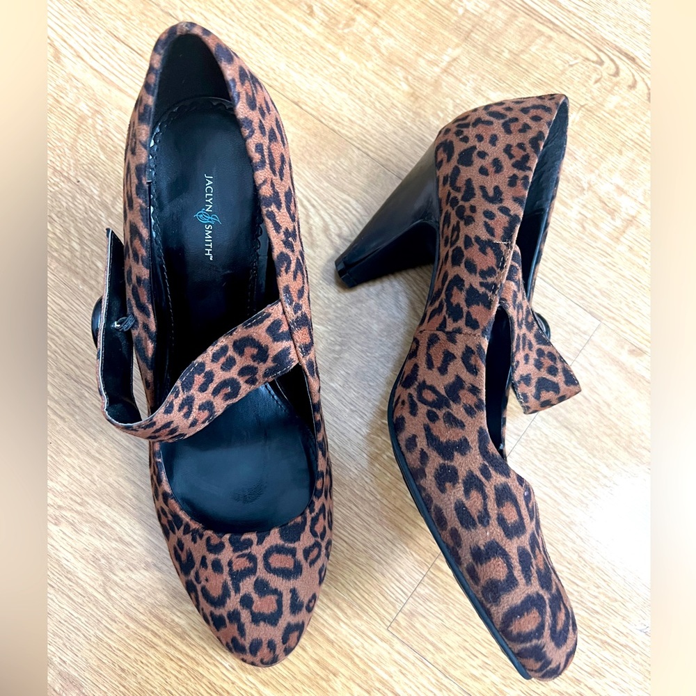 Jaclyn smith leopard chunky heel baby doll Sz 9w